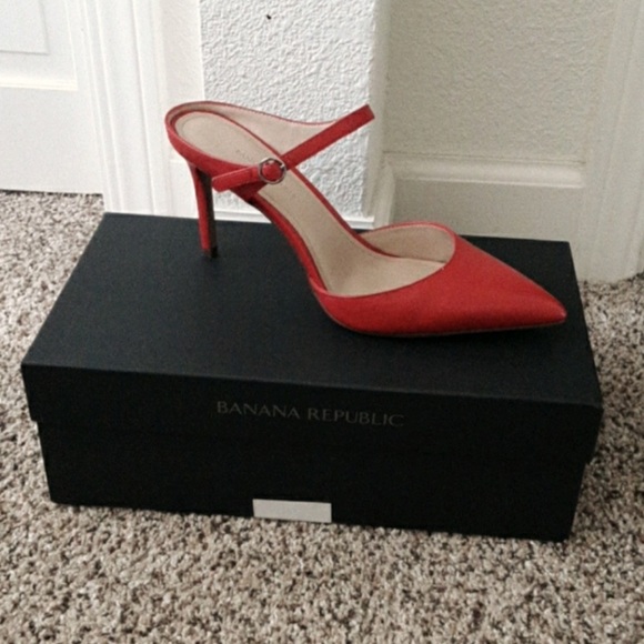 NWB Banana Republic Red Slip On Mule Pump Heel Holiday Shoe Sz 9 - Picture 12 of 14